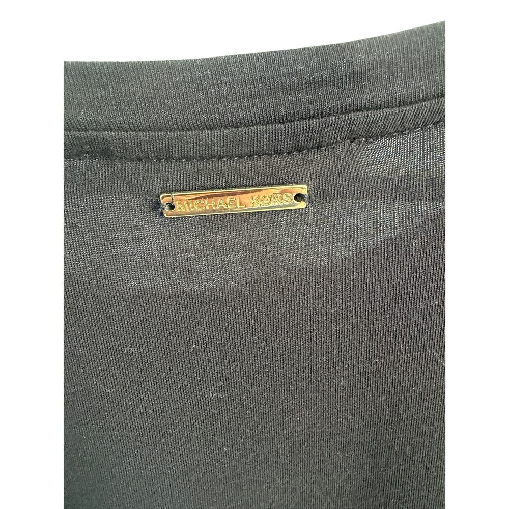 MICHAEL KORS Black Sheer Metallic Flutter Sleeve Top XL Cotton Modal RE25 EUC - Picture 6 of 8